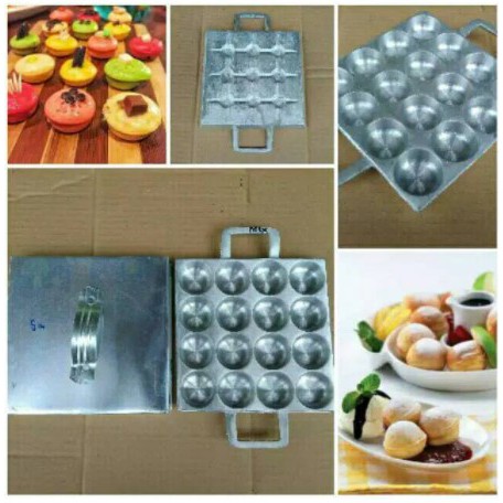 Cetakan kue cubit apem mini poffertjes puvescis takoyaki 16 lubang / cetakan kue lumpur murah