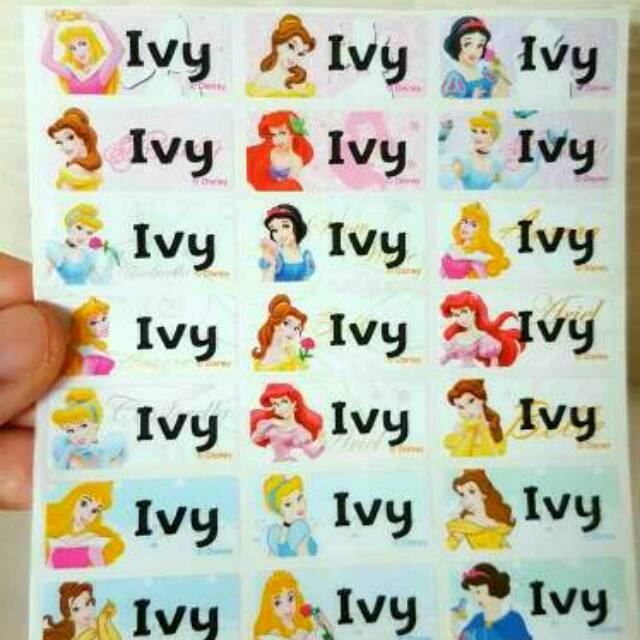 

Label nama anti air stiker waterproof Princess Disney 1