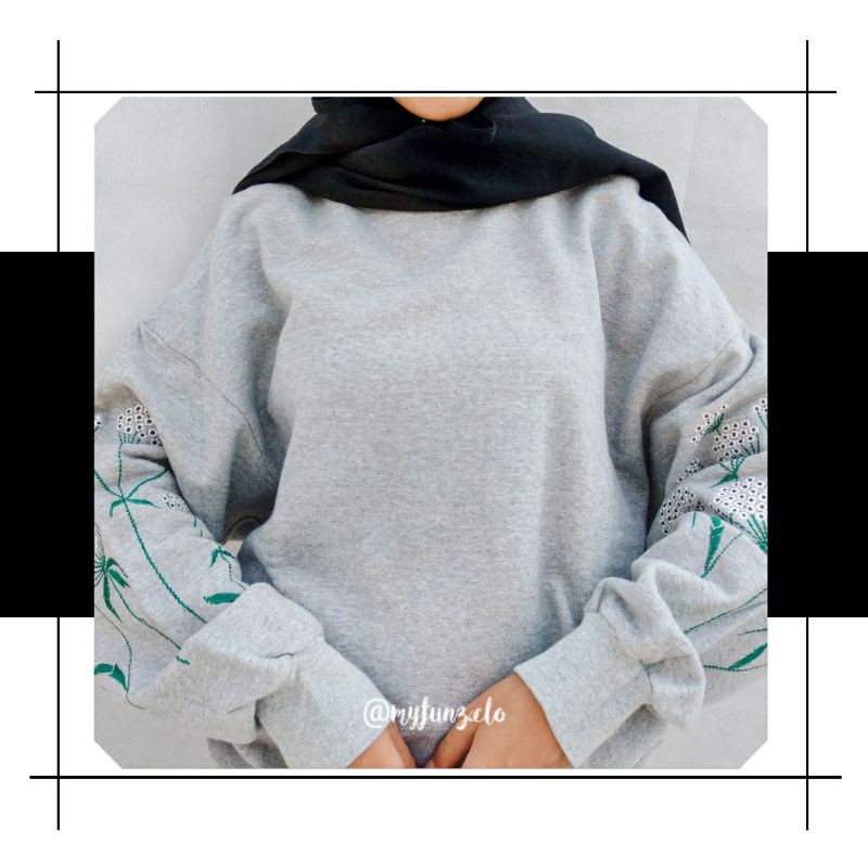 WAJIB TANYAKAN DULU STOKNYA CREWNECK THRIFT [Lengan Balon Bunga-Bunga] UNDER 95K