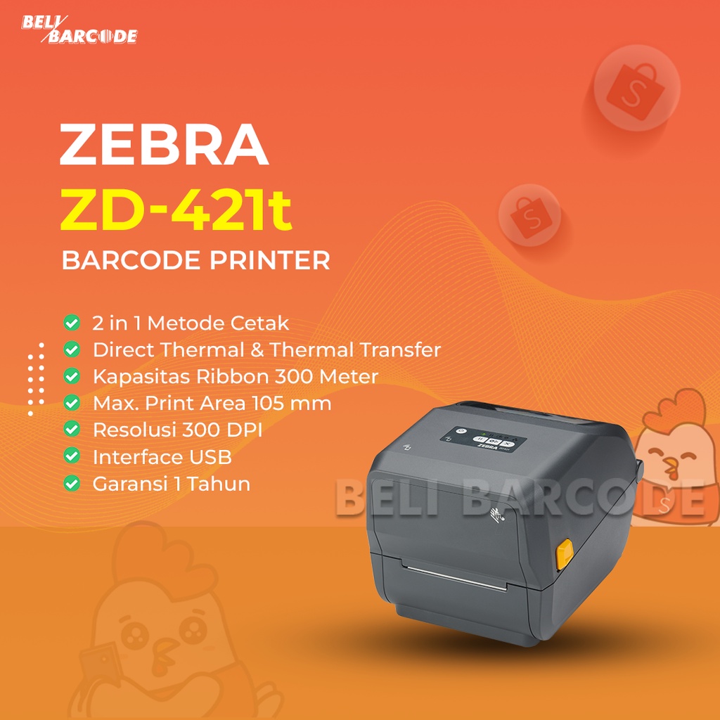 Printer Barcode 2 in 1 Zebra ZD-421 | ZD-421t | ZD421t