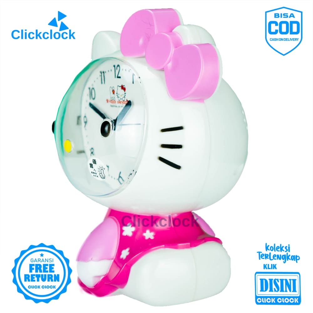 Jam Weker Quartz Jam Meja Putih Pink 8820 Besar Murah Bagus Sweep Movement