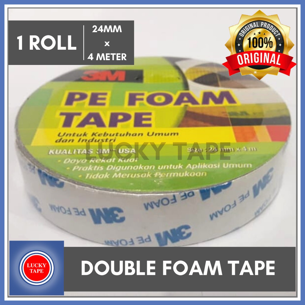 

DOUBLE TAPE BUSA 3M PE FOAM TAPE 24mm x 4 M Meter ORI