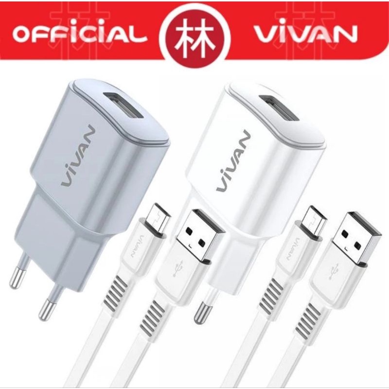 Vivan Power Oval II 2A Single Output With Data Cable Micro USB Charger