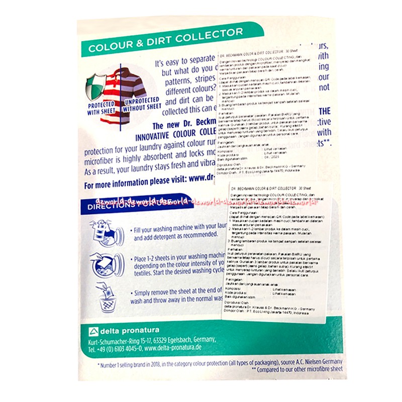 Dr Beckmann Colour &amp; Dirt Collector 30sheet Sabun Cuci Kertas Lembar Untuk Baju Warna Bewarna Dr Bekman Drbeckmann Dr Beckman's