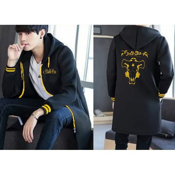 JAKET JUBAH ANIME BLACK CLOVER LOGO ZIPPER HOODIE