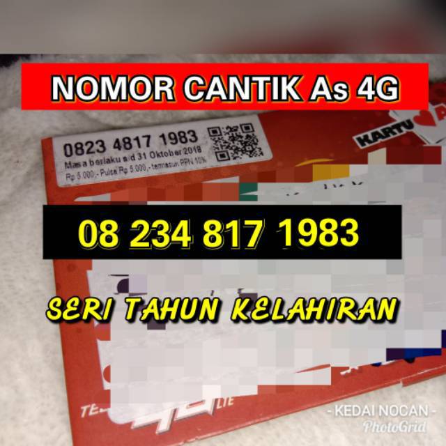 Murah Nomor cantik As sakti combo seri tahun lahir rapi  234 817 1983