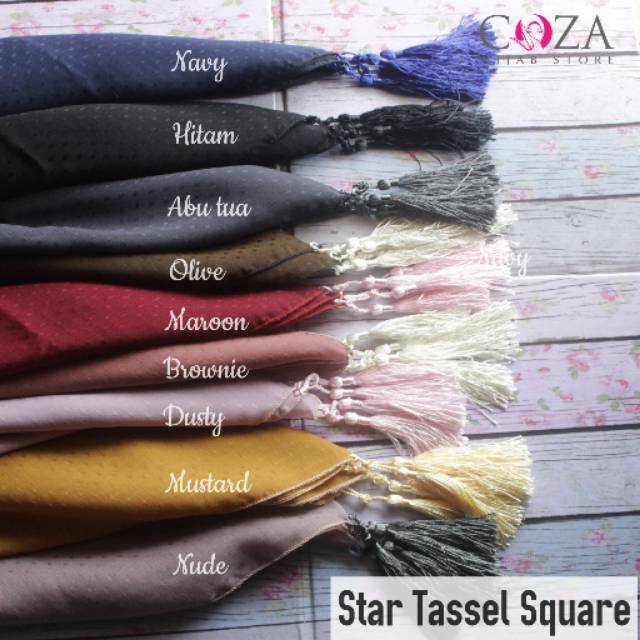 SEGIEMPAT COTTON STAR TASSEL SQUARE COZAHIJAB / Coza Batik