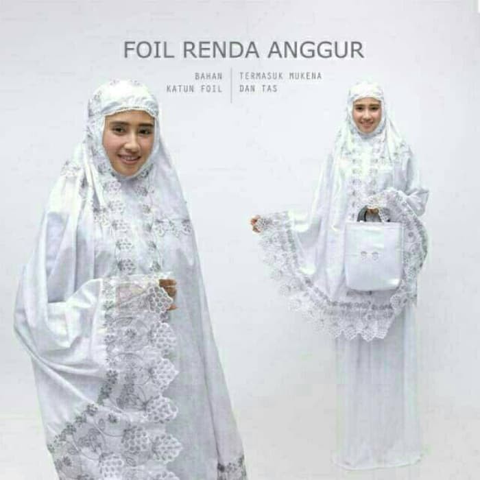 pakaian Gaun muslim ibu islami sdf mukena anggur PUTIH / baju wanita hijab muslim syari maxi dress u