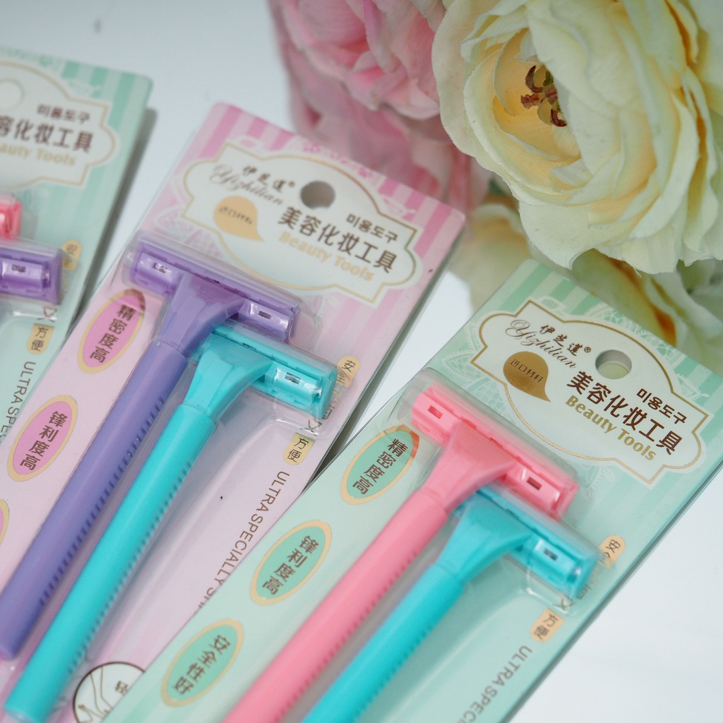 Alat cukur SET ISI 2PC Warna Pastel  Alat Pencukur Wanita Shaver Penghilang Bulu