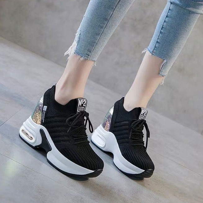 Sepatu Putih Wanita Import Sepatu Cewek Sneakers Tinggi Terbaru  Olahraga Jalan Modis SP-145