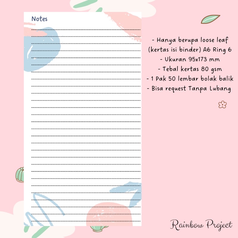 

Loose Leaf A6 Ring 6 Kertas Refill Isi Binder Agenda Buku Catatan Notes Jurnal Jurnaling Daily Planner Budgeting Keuangan Notebook Notepad Cashflow Buku Harian