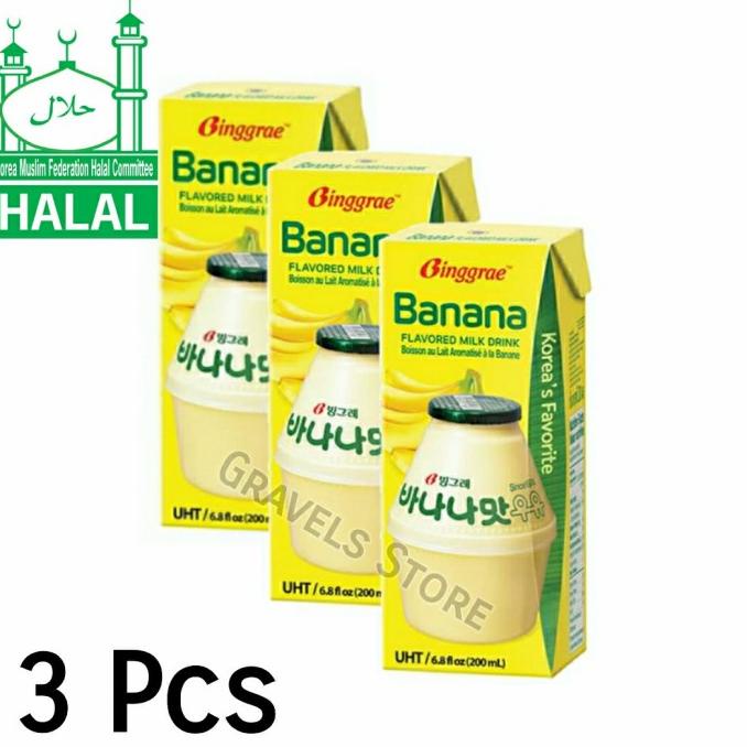 

[Bundling 3 Pcs] Binggrae Banana Milk - Susu Rasa Pisang ala Korea