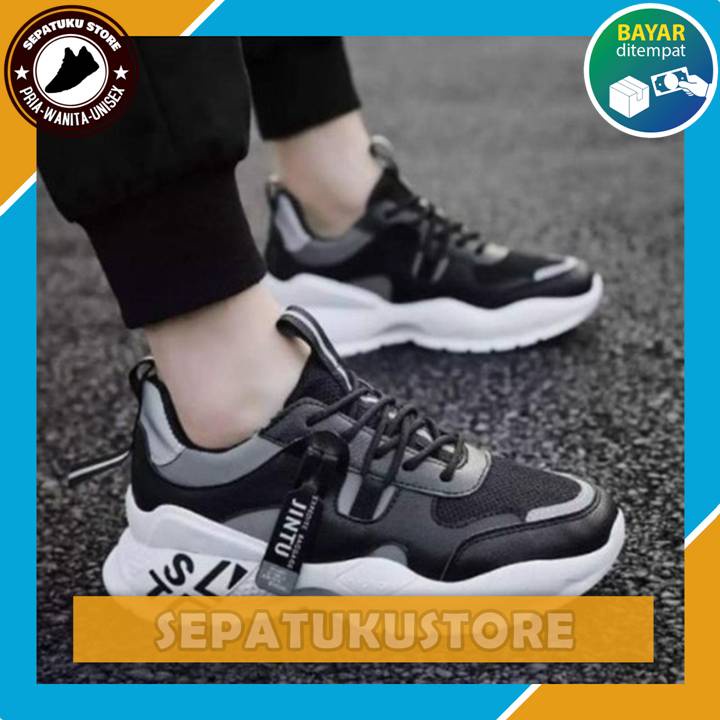 Sepatu Snikers Wanita Korea Original Asli Trending Snikers Pria Casual Import Lokal Brand Murah Ori Running Dewasa Polos Full Tali Hitam 100% Untuk Sekolah Kerja Harian Kekinian Ranning Unisex Kasual Formal Cantik Karet Ukuran Size 39 40 41 42 43 COD