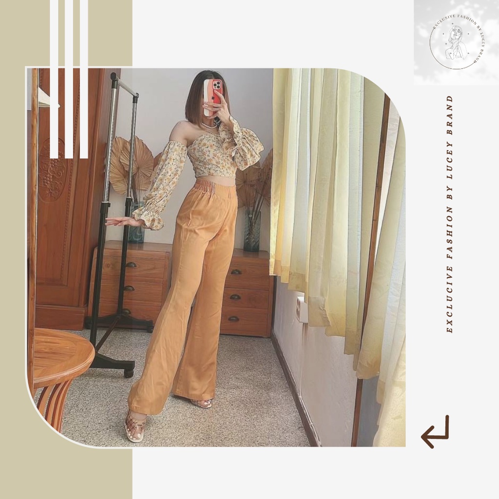 GlamourHomewearBali | Plora Set Zara Twill by Lucey Brand Original | Oneset Baju Pakaian Celana Panj