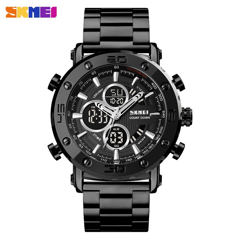 Jam Tangan SKMEI 1636 Watch Jam Tangan Pria Digital Analog Tali Stainless