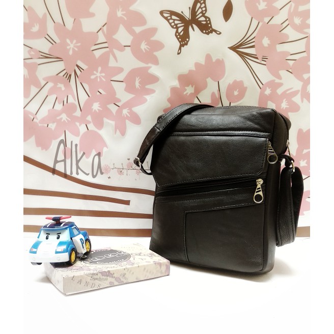 DISKON MURAH Tas Selempang Pria Wanita Asli Kulit Domba Buatan Garut