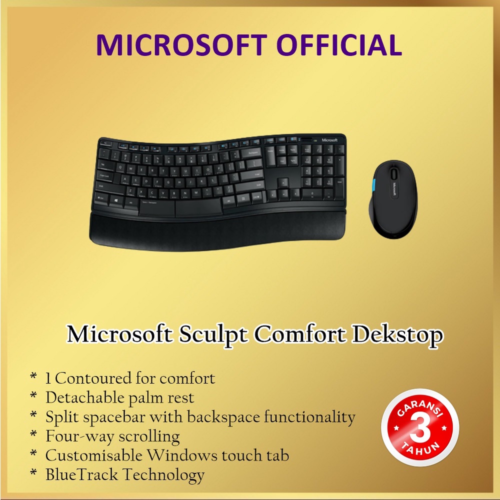 Microsoft Sculpt Comfort Desktop Wireless Keyboard Mouse L3V-00027