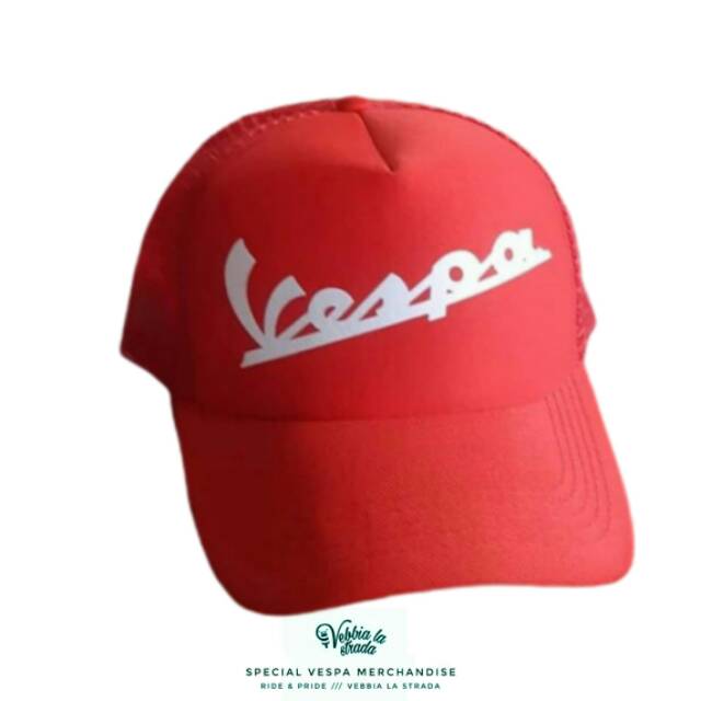 Topi Vespa Logo full red