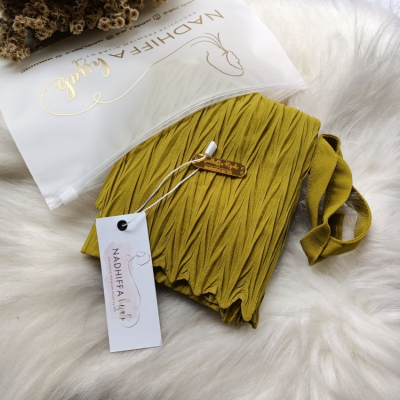 Bergo Plisket Padi Aleya Premium l Bergo instan Zafron-Lime Blow