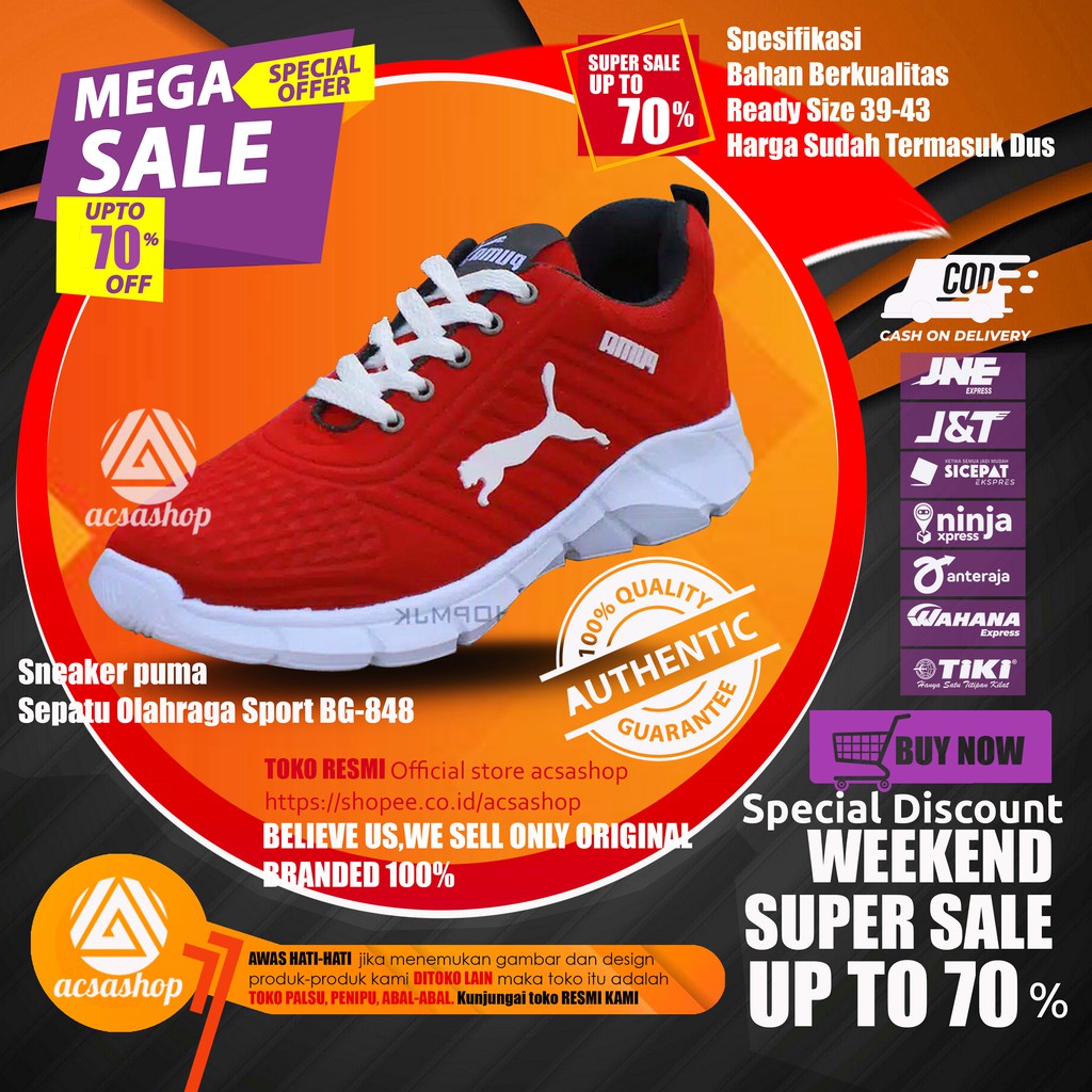 Sepatu Sneaker pria Wanita  puma Sepatu Olahraga Sport BG-848