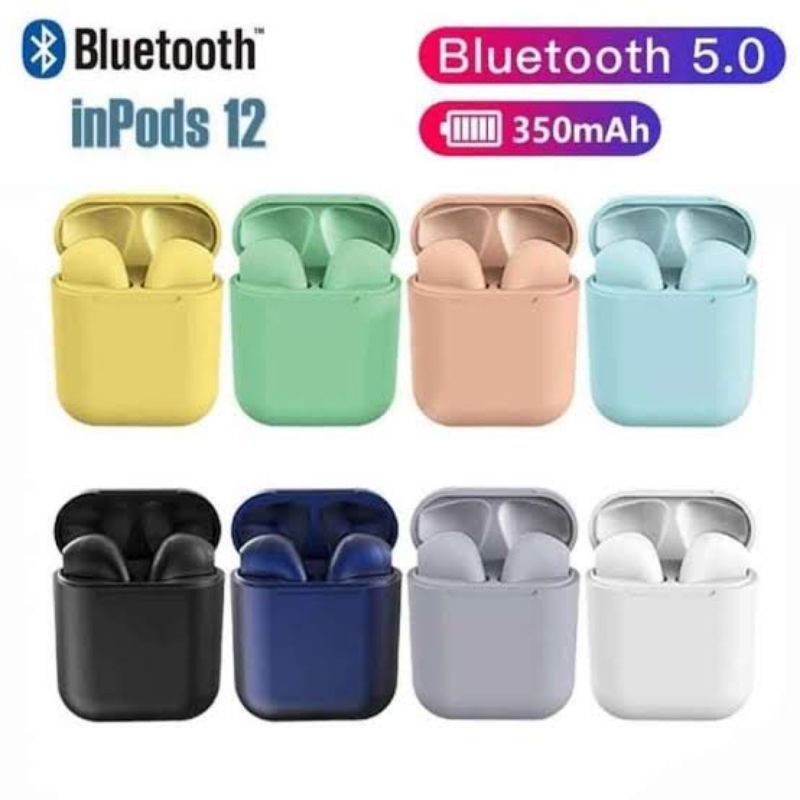 HF HEADSET TWS i12 MACARON BLUETOOTH KUALITAS BAGUS