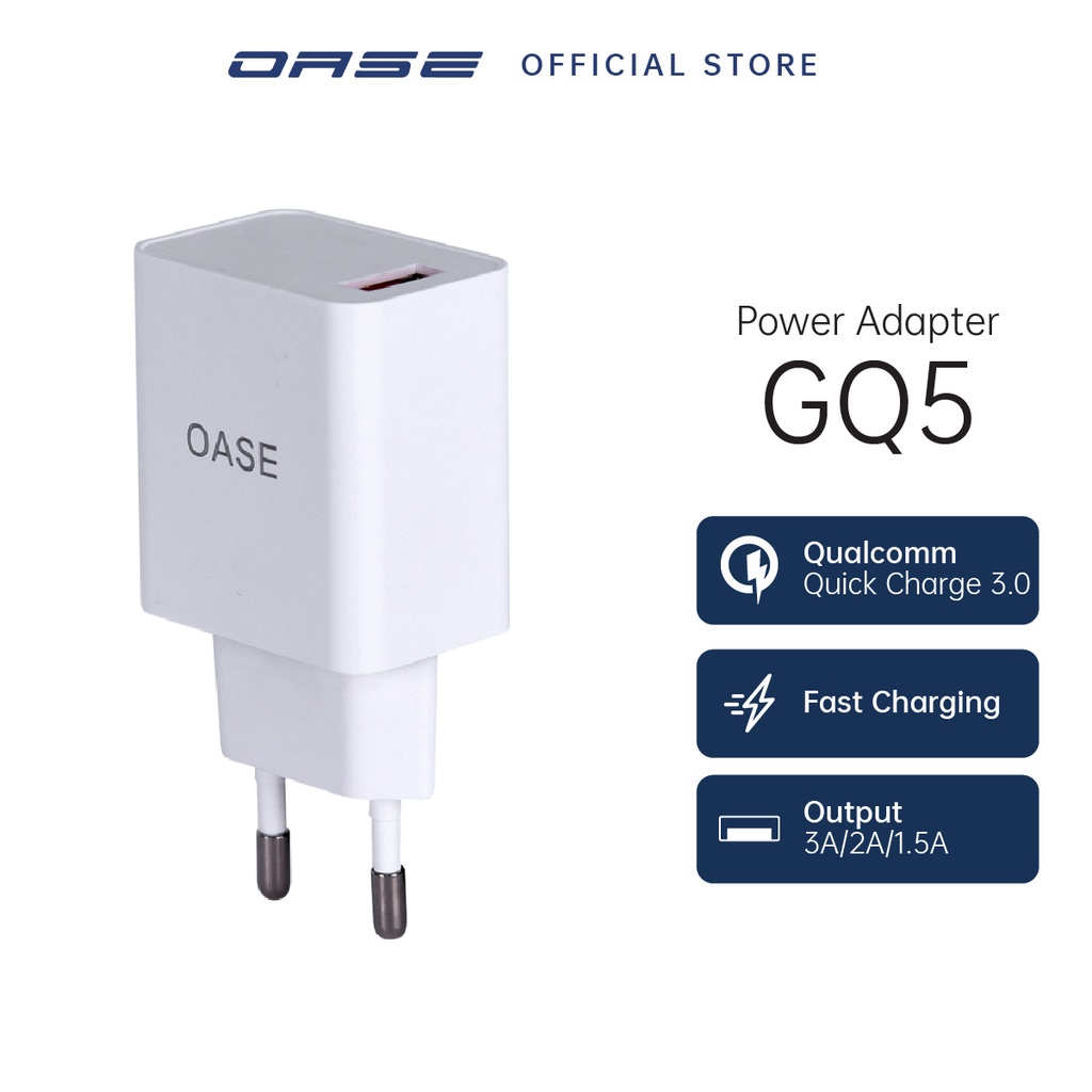 OASE GQ5 POWER ADAPTER FAST CHARGING 18W QC3.0 GARANSI RESMI