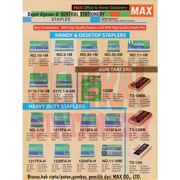 

max heavy duty 12 staples 1213 FA-H isi staples jilid buku 2313 Berkualitas