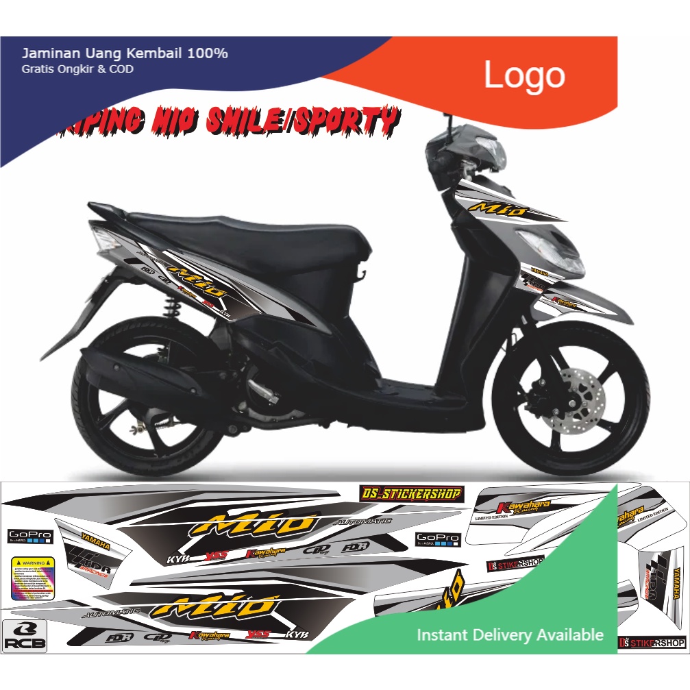 cod striping motr striping motor mio sporty thailand  putih striping variasi