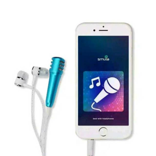 Mini microphone+earphone for smule/ headset karaoke
