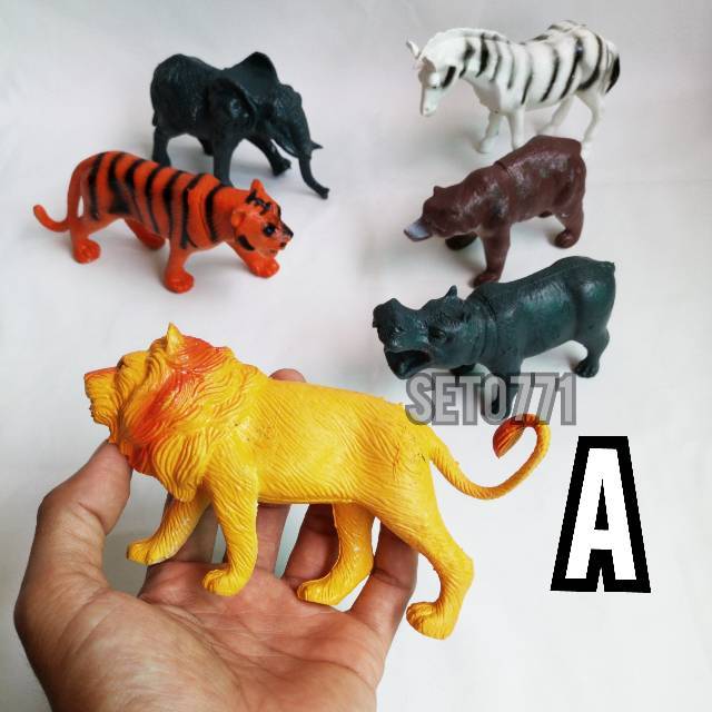  Mainan  Anak  Animal 6 PCS Binatang Hewan Liar Karet  
