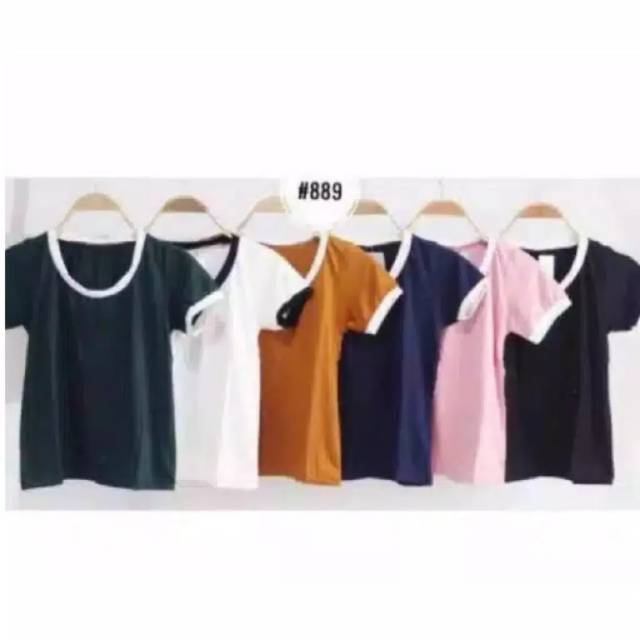 Fourfashion RINGER TEE CROP TERLARIS TERMURAH