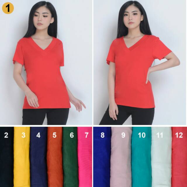 BAJU  WANITA MURAH POLOS V-NECK SILANG