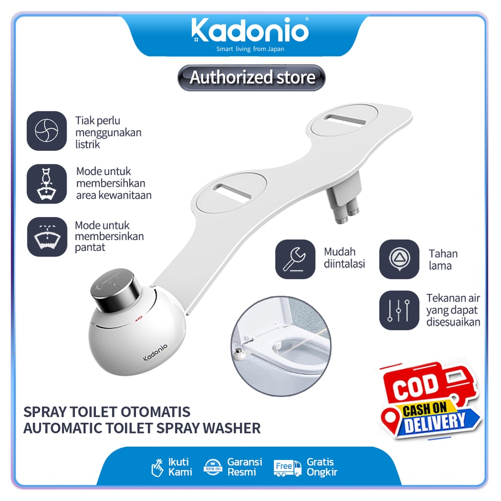 Kadonio Flusher toilet pintar toilet pintar untuk Kloset Semprotan Toilet menyiram dan membersihkan bidet tombol otomatis