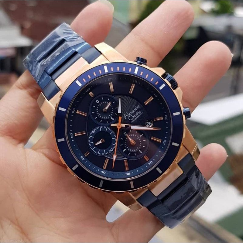 Alexandre Christie AC 6141 AC6141 MC Pria Blue Rosegold Original