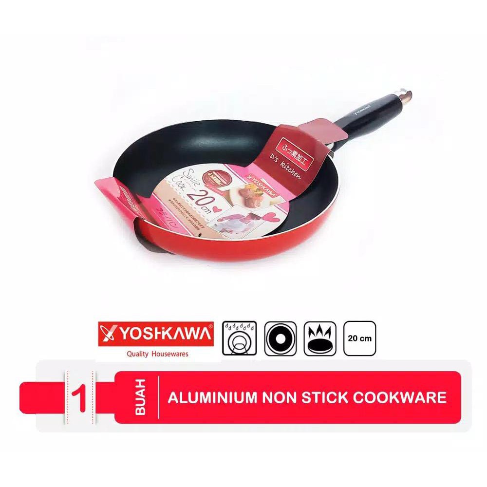 YOSHIKAWA Panci Penggorengan Anti Lengket Teplon 20 CM Frying Pan