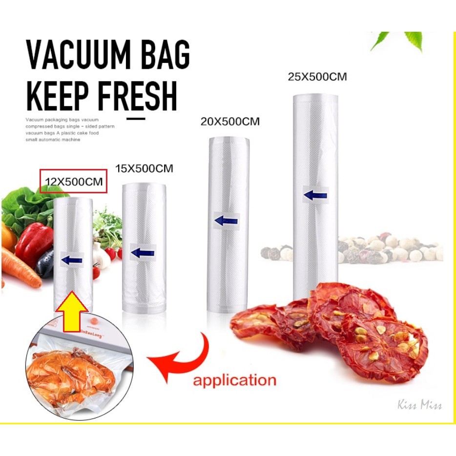 Plastik Vacuum Roll Embossed / 12x500cm / Vakum Sealer / Vacum / Refill / Plastik Makanan / Vakum