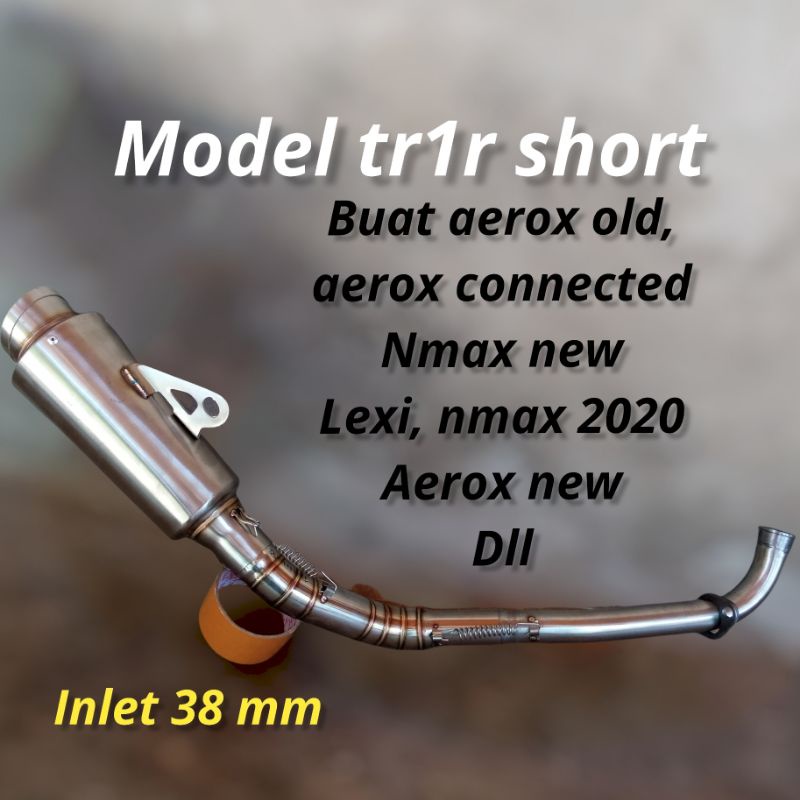 Knalpot racing custom universal model tr1r short polos 20 cm inlet 38 mm lexi Nmax 2020 aerox 2021 c