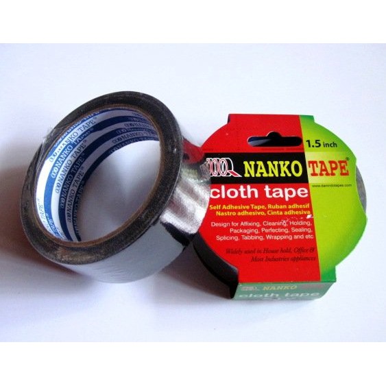 

Lakban Kain/Lakban Jilid Hitam Nanko 1.5" (Inch) Plakban Selotip Isolasi Solasi Jilid Premium Tape Murah