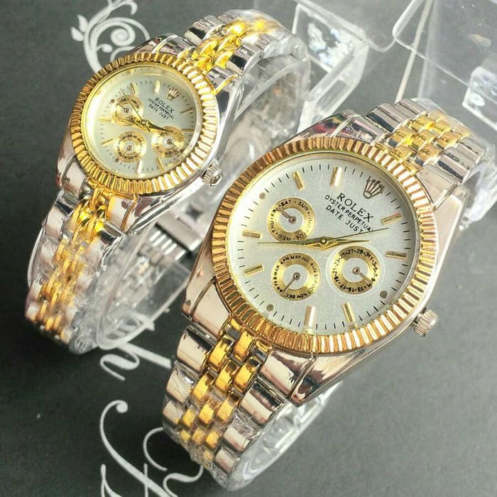 Jam Tangan Couple Mewah Silver Gold