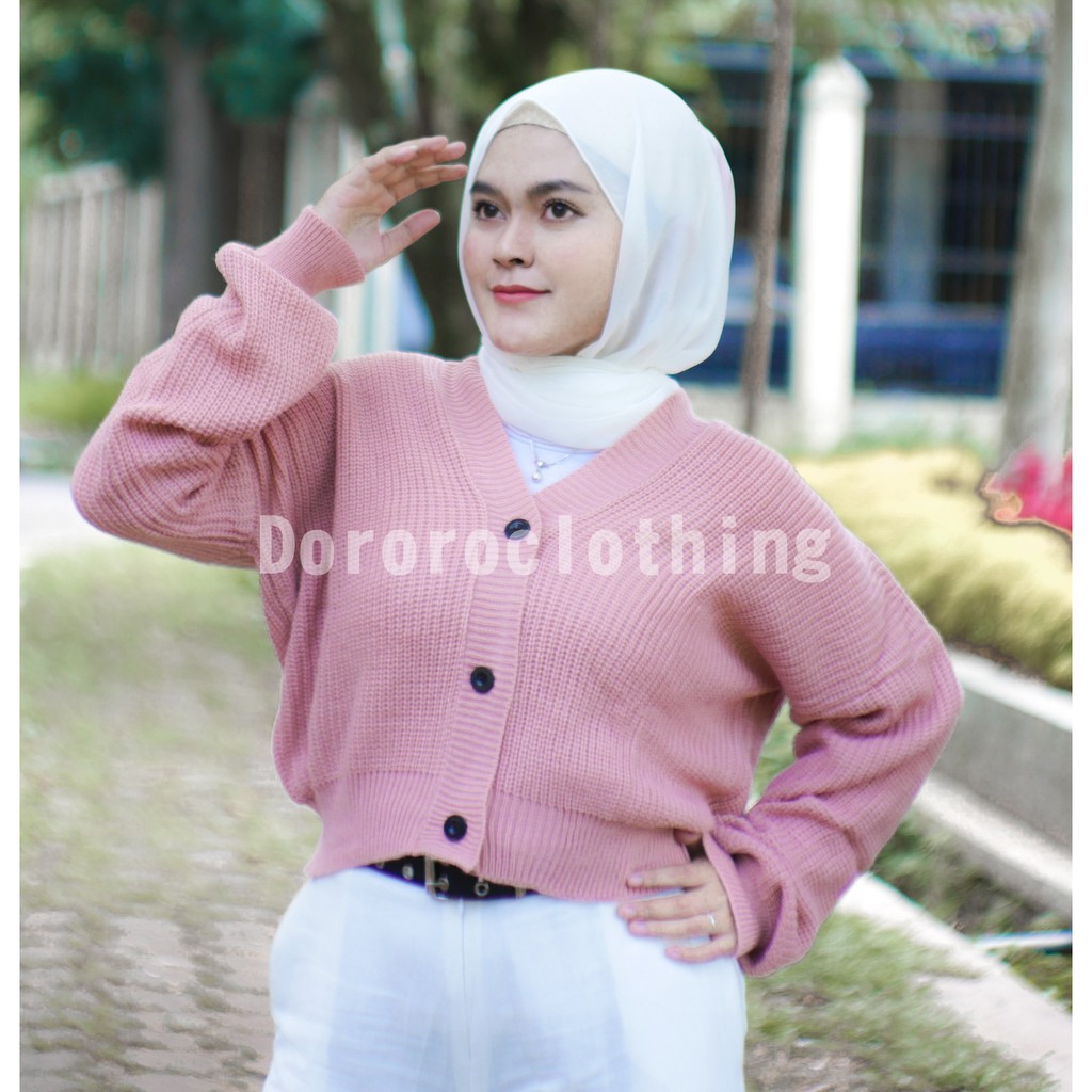 Cardigan Crop Kancing / Kardigan Rajut Oversize Kancing Rajut Premium