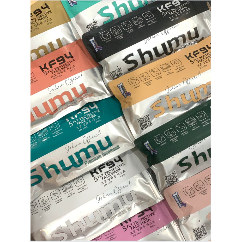 Masker SHUMU KF94 Premium Earloop 5ply Limited Murah Isi 10pc Free Connector Dengan Izin Kemenkes