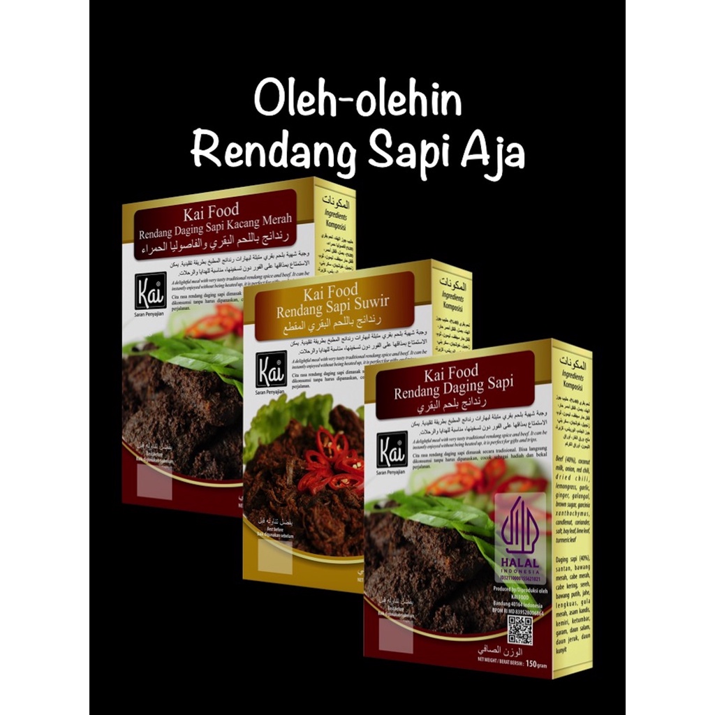 

Trio Hemat 1 RENDANG DAGING SAPI 1 RENDANG SAPI SUWIR 1 RENDANG DAGING SAPI KACANG MERAH Kai Food 450g