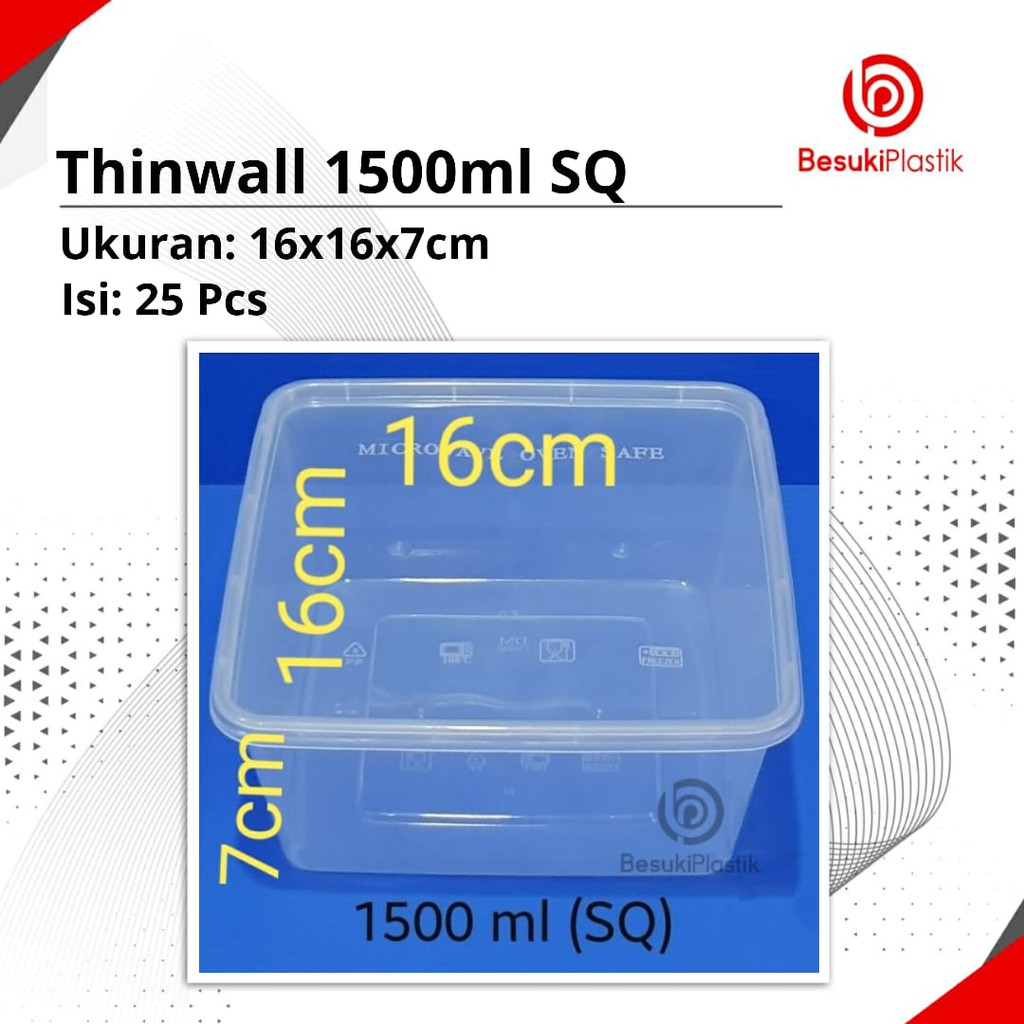 Thinwall 1500ml SQ / Thinwall Box 1500ml / Kotak 1500ml / Box 1500ml Persegi