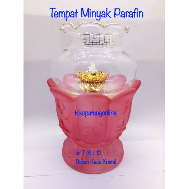 Tempat Minyak Parafin Kaca Kristal Merah