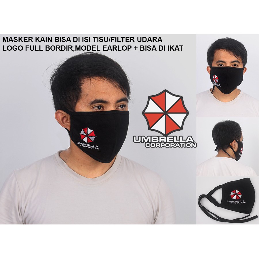 masker kain cotton carded umbrella logo full bordir vanzy shop