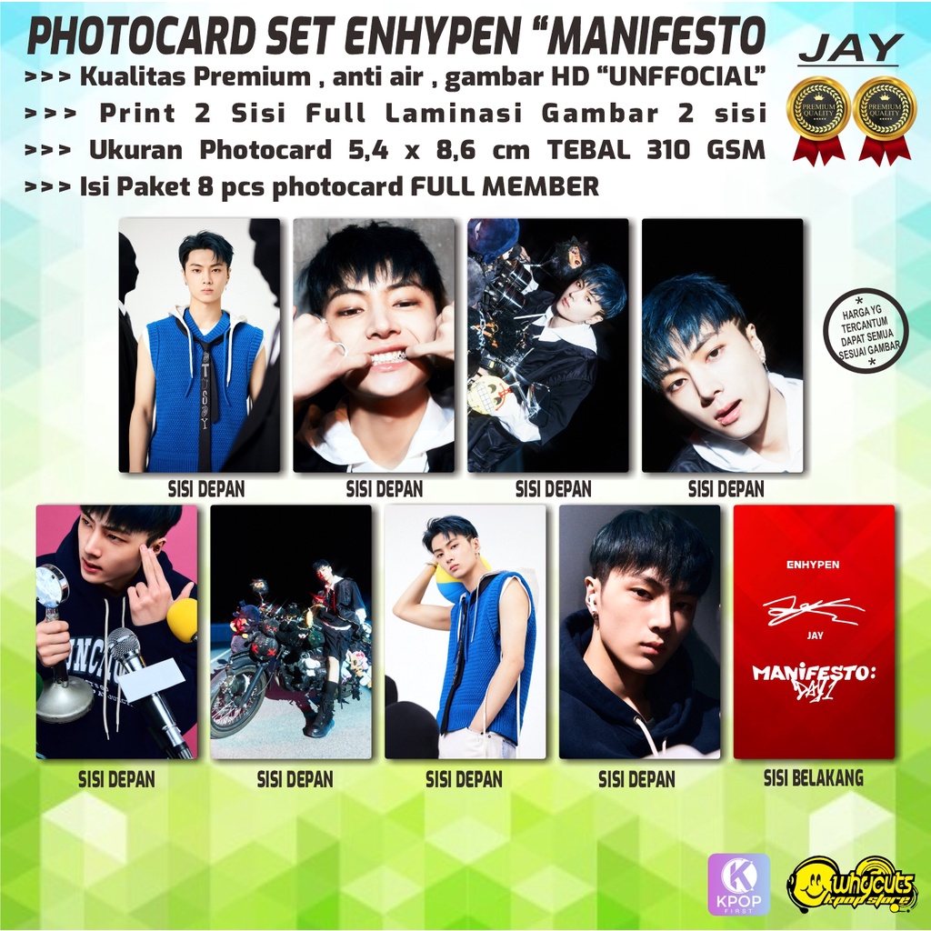 PHOTOCARD FULL SET UNOFFICIAL PREMIUM ENHYPEN MANIFESTO / PRINT 2 SISI FULL LAMINASI GLOSSY / ANTI AIR