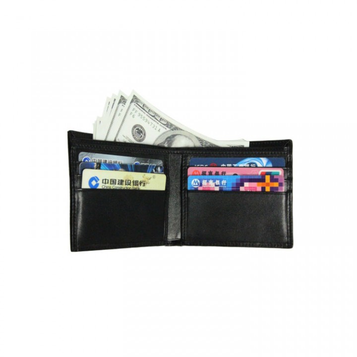 Dompet Pria-Carbon Fiber Wallet RFID Blocking Leather Bifold Slim Wallet