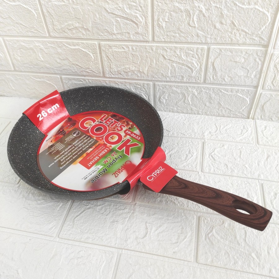 Cypruz Fry Pan Marble Panci Wajan Penggorengan Induksi Anti Lengket 26 cm FP-0633