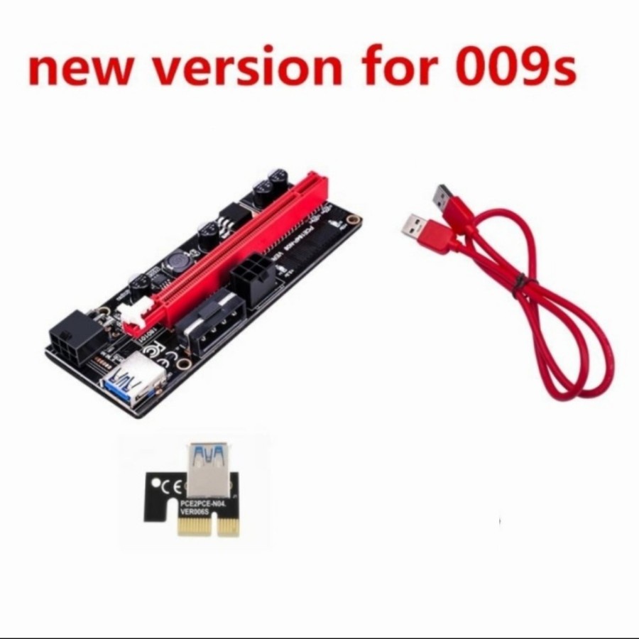 USB 3.0 PCIE RISER 6pin 1x to 16x Card VERSI 009S 009 Plus 8 Kapasitor