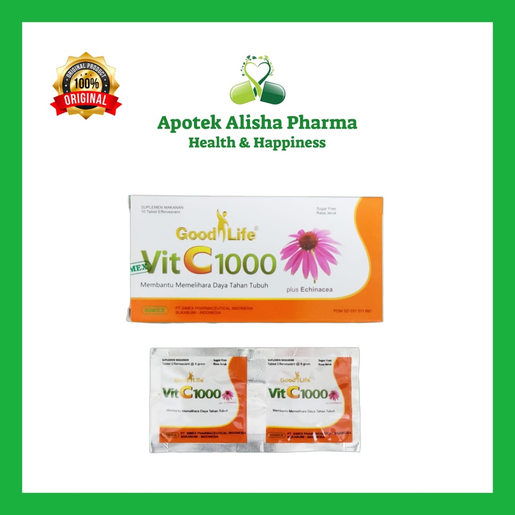 GoodLife Vit C Plus Echinacea Strip 2tablet-Vit C Plus Echinacea Efferversent Goodlife/Vit C Seduh/Daya Tahan Tubuh